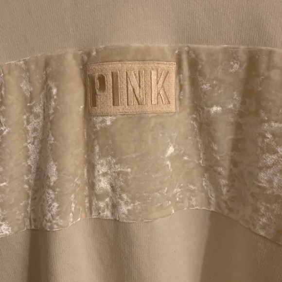 PINK Victoria’s Secret monochrome crop velvet lace up sleeve hoodie sweatshirt - Picture 6 of 10